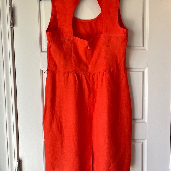 Loft - Orange Linen Tailored Sundress Sz 6 w/ Pockets - Picture 7 of 12